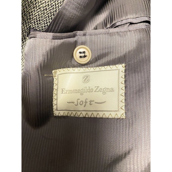 Ermenegildo Zegna Mens Soft Herringbone Wool Sport Blazer Jacket Gray Size 54 - Picture 4 of 7